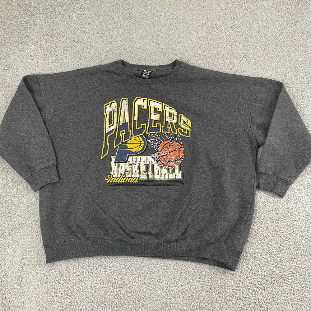 Indiana Pacers Sweatshirt Men 2XL Gray Basketball Ultra Game NBA Crewneck